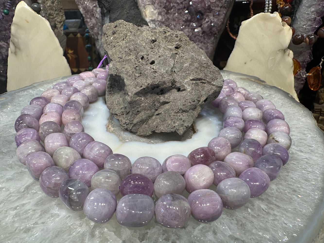 Pink Purple Gemmy Kunzite nugget 12mm gemstone beads