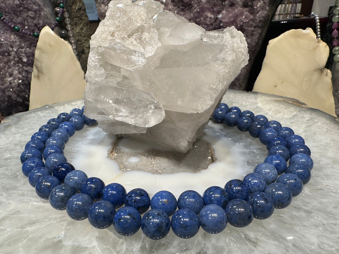 Dumortierite 10mm round gemstone beads