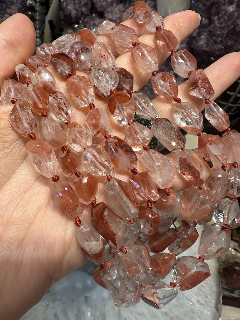 Beautiful Lepidocrocite in quartz gemstones beads