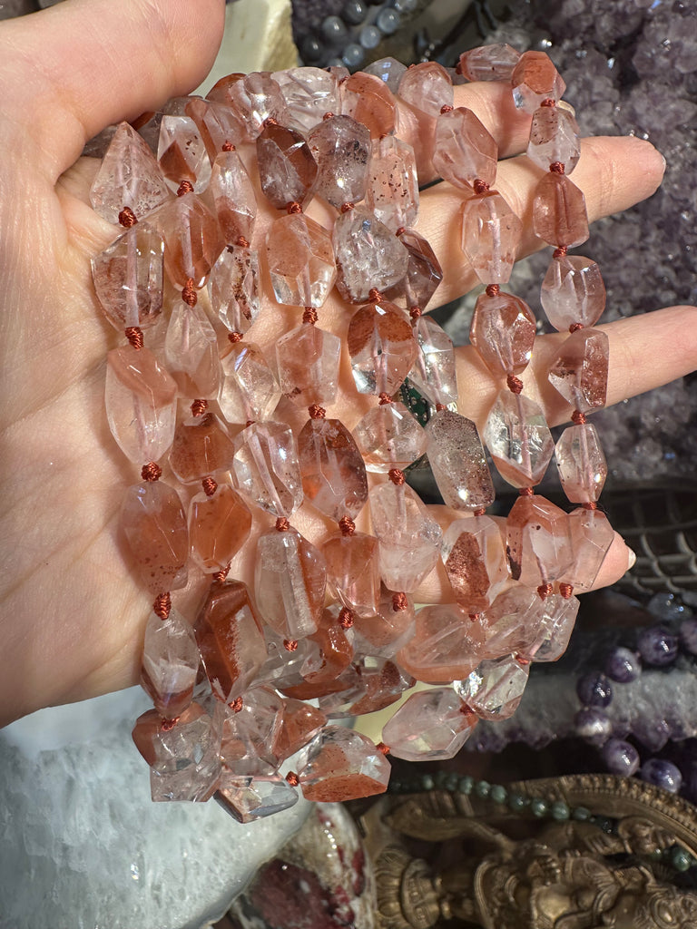 Beautiful Lepidocrocite in quartz gemstones beads