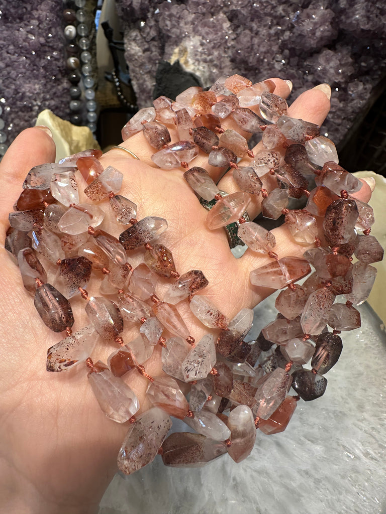 Beautiful lepidocrocite in quartz 2 way cut AA grade gemstones