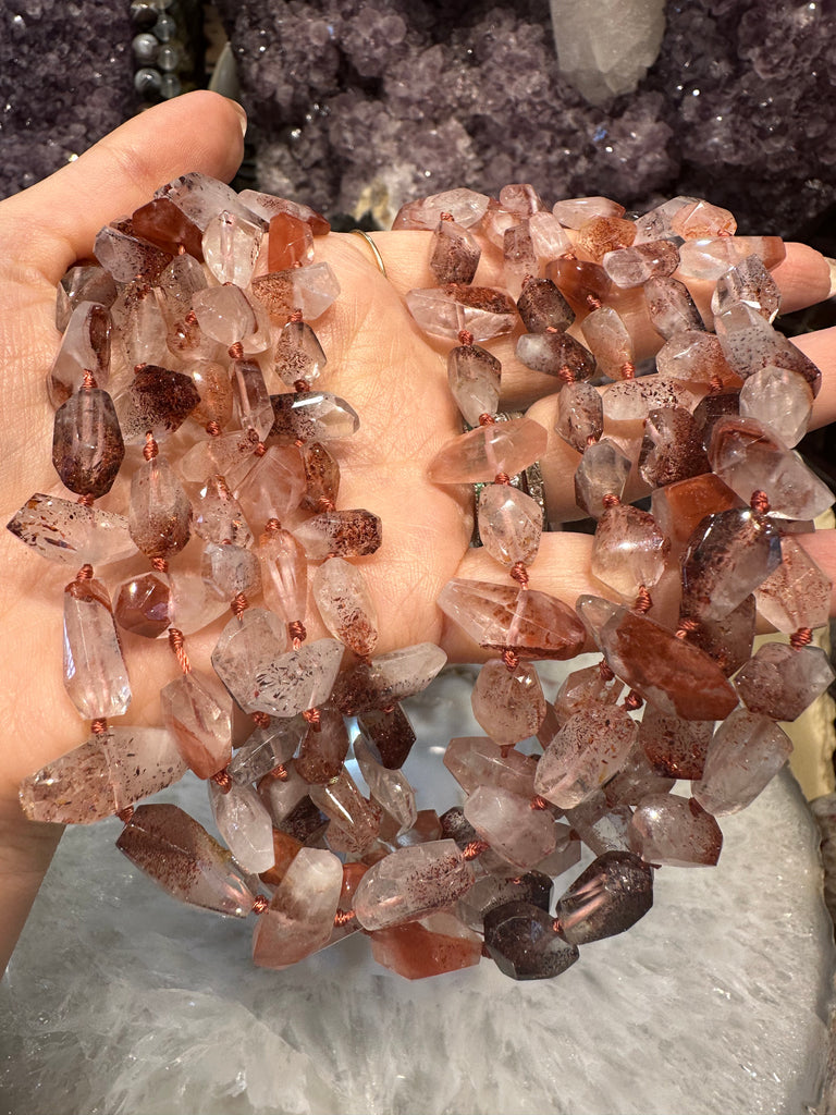 Beautiful lepidocrocite in quartz 2 way cut AA grade gemstones