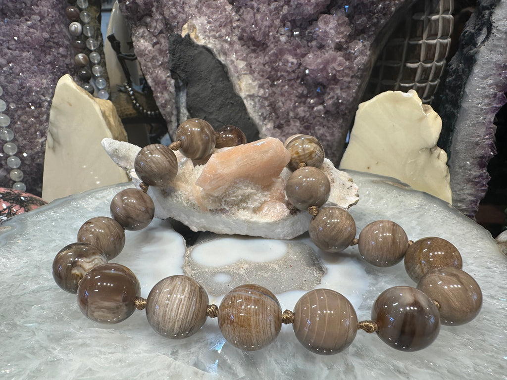 Stunning Large Petrified Wood Round Gemstone Beads (19-20mm)