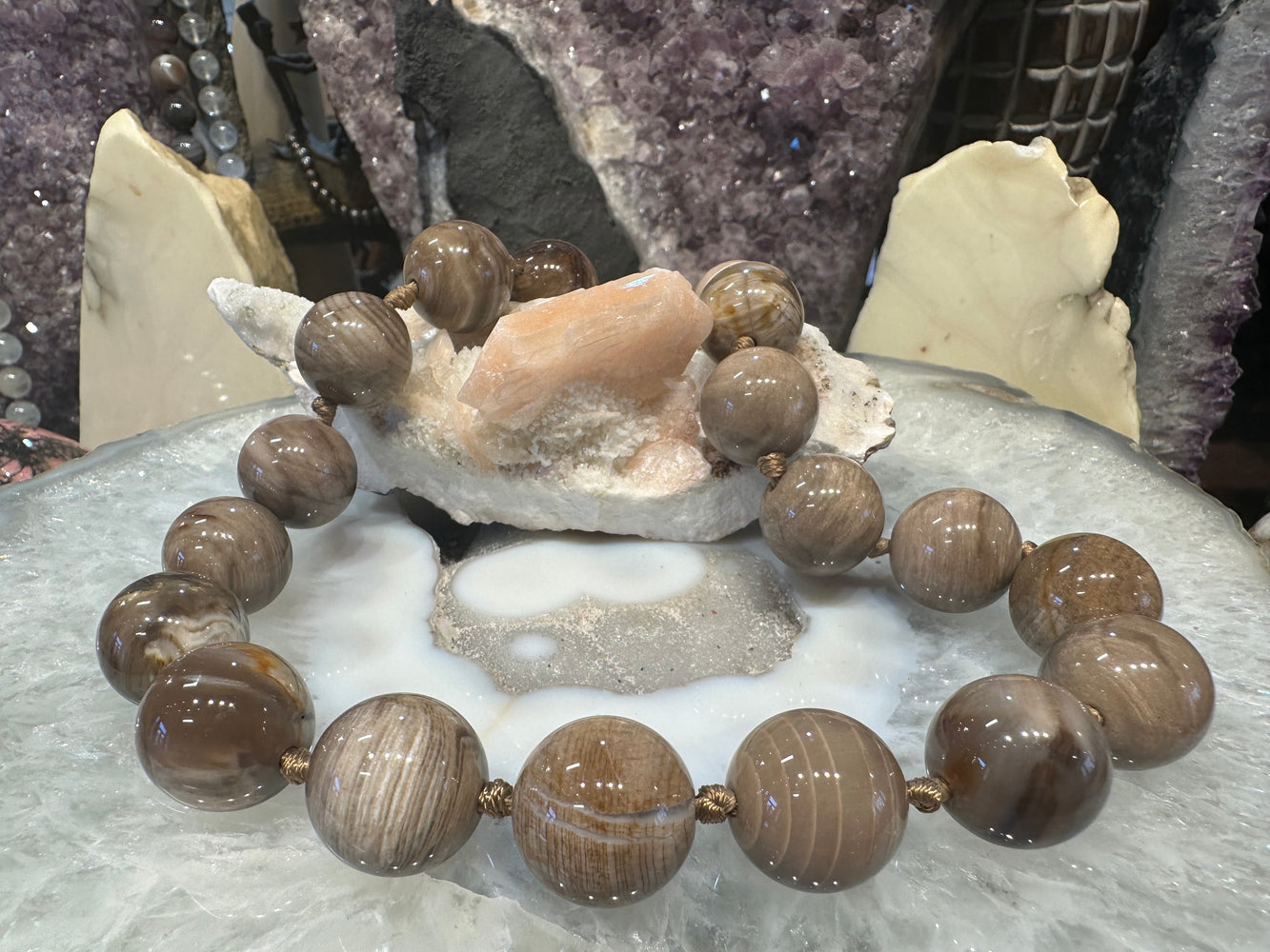 Stunning Large Petrified Wood Round Gemstone Beads (19-20mm)