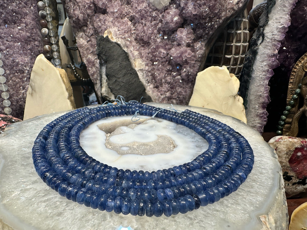 Stunning Natural 7mm Blue Kyanite Rondelle Gemstone Beads