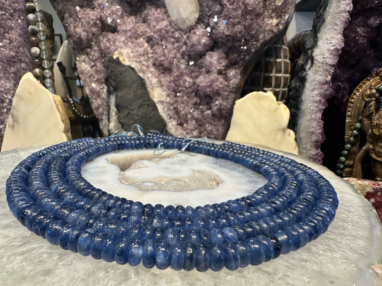 Stunning Natural 7mm Blue Kyanite Rondelle Gemstone Beads