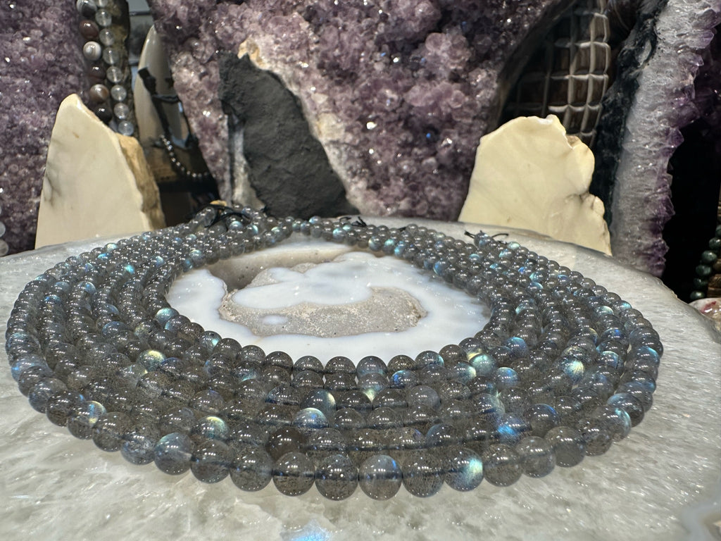 6mm Stunning blue flash labradorite smooth round gemstones beads