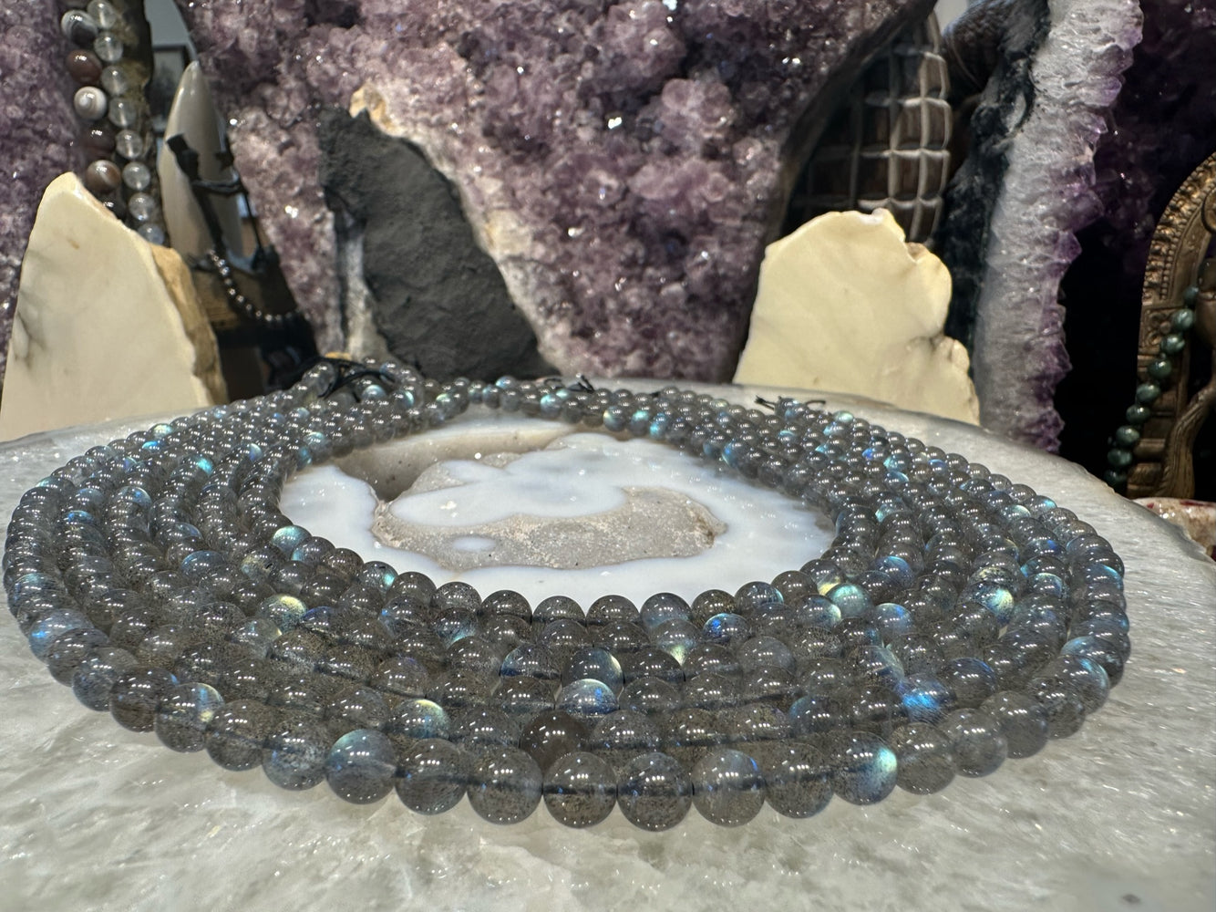 6mm Stunning blue flash labradorite smooth round gemstones beads