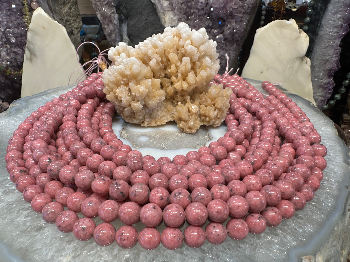 Pink Rhodonite 8mm gemstone beads