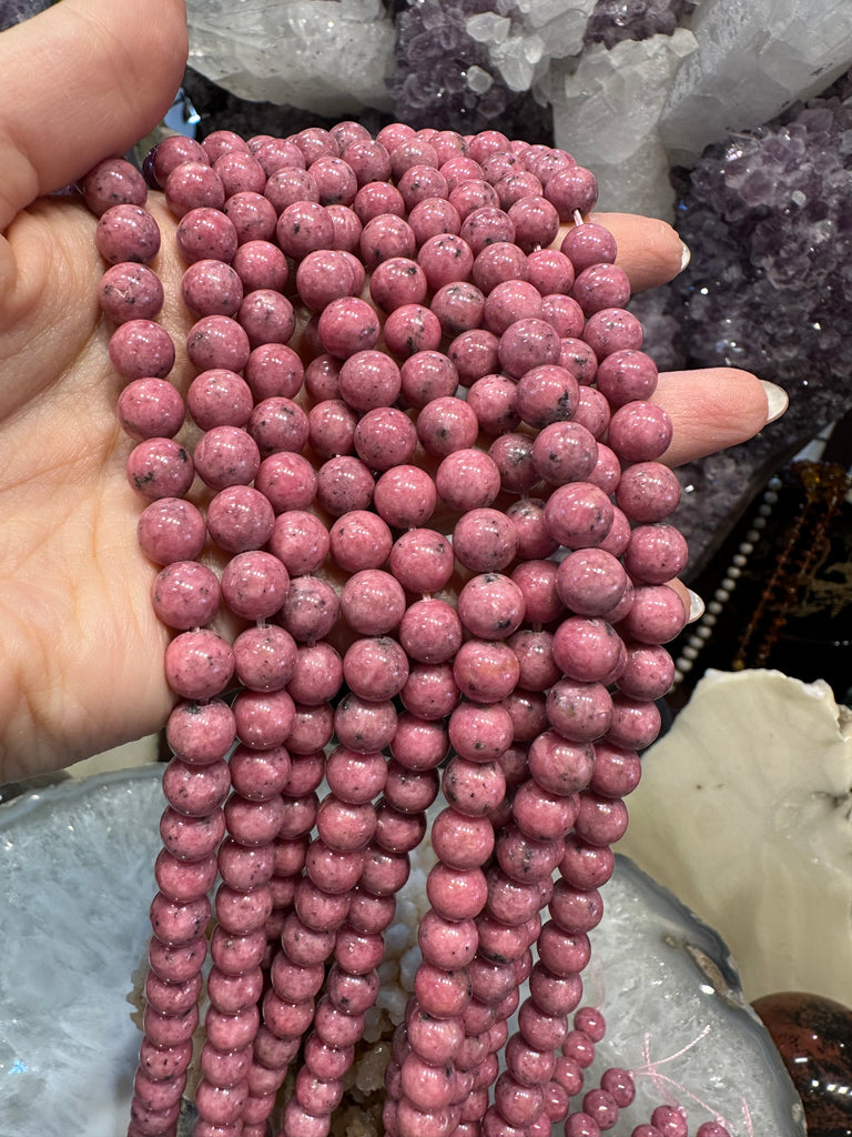 Pink Rhodonite 8mm gemstone beads