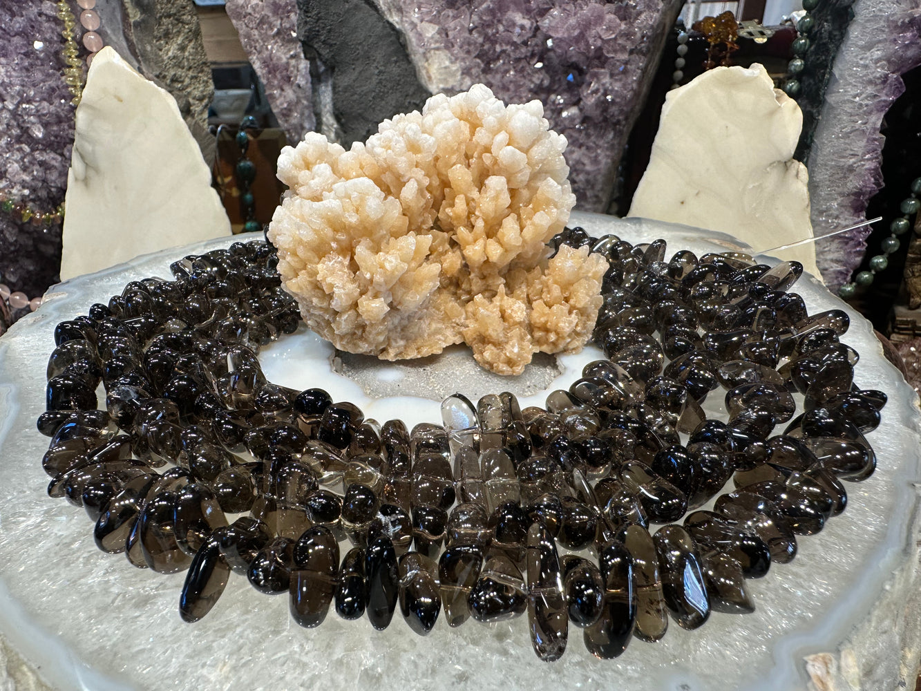 Smoky quartz nugget 15mm gemstone beads