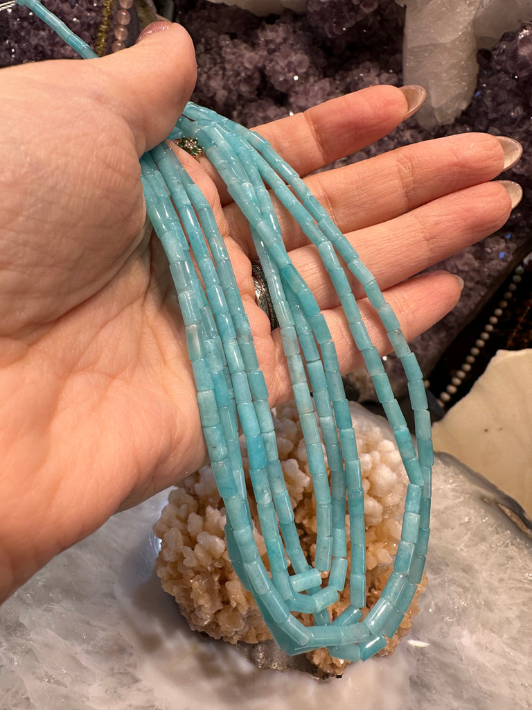 Amazonite peru tube 6mm gemstone beads