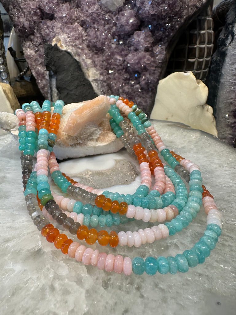 6mm Amazonite, Chrysoprase, Carnelian, Pink Opal, Peru Blue Opal Gemstone Rondelles