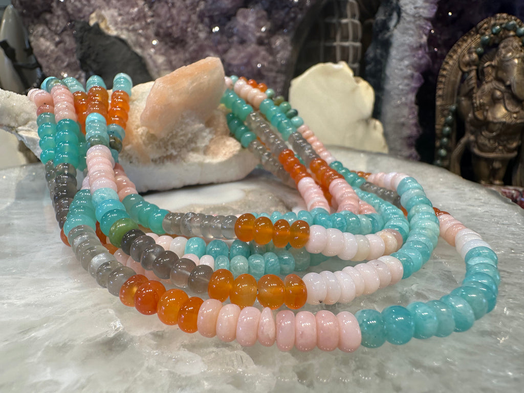 6mm Amazonite, Chrysoprase, Carnelian, Pink Opal, Peru Blue Opal Gemstone Rondelles