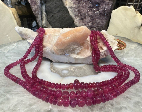 Stunning Natural pink sapphire 4-8mm smooth gemstone rondelle beads