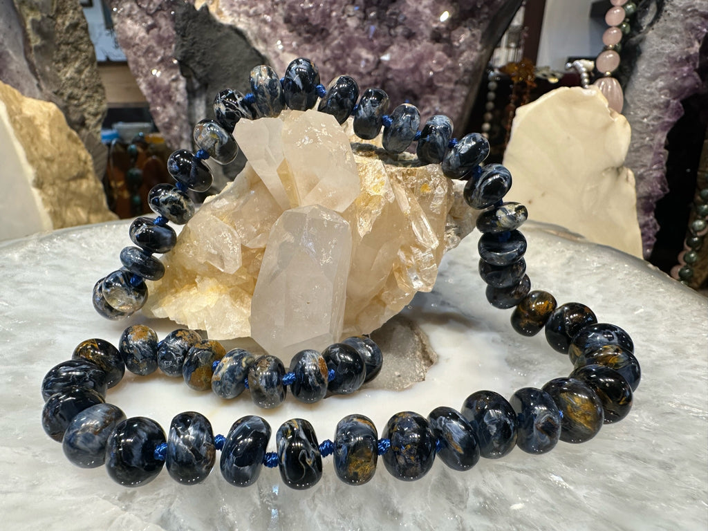 One of A Kind Top Blue Pietersite Rondelle Gemstone Beads (10-13mm)