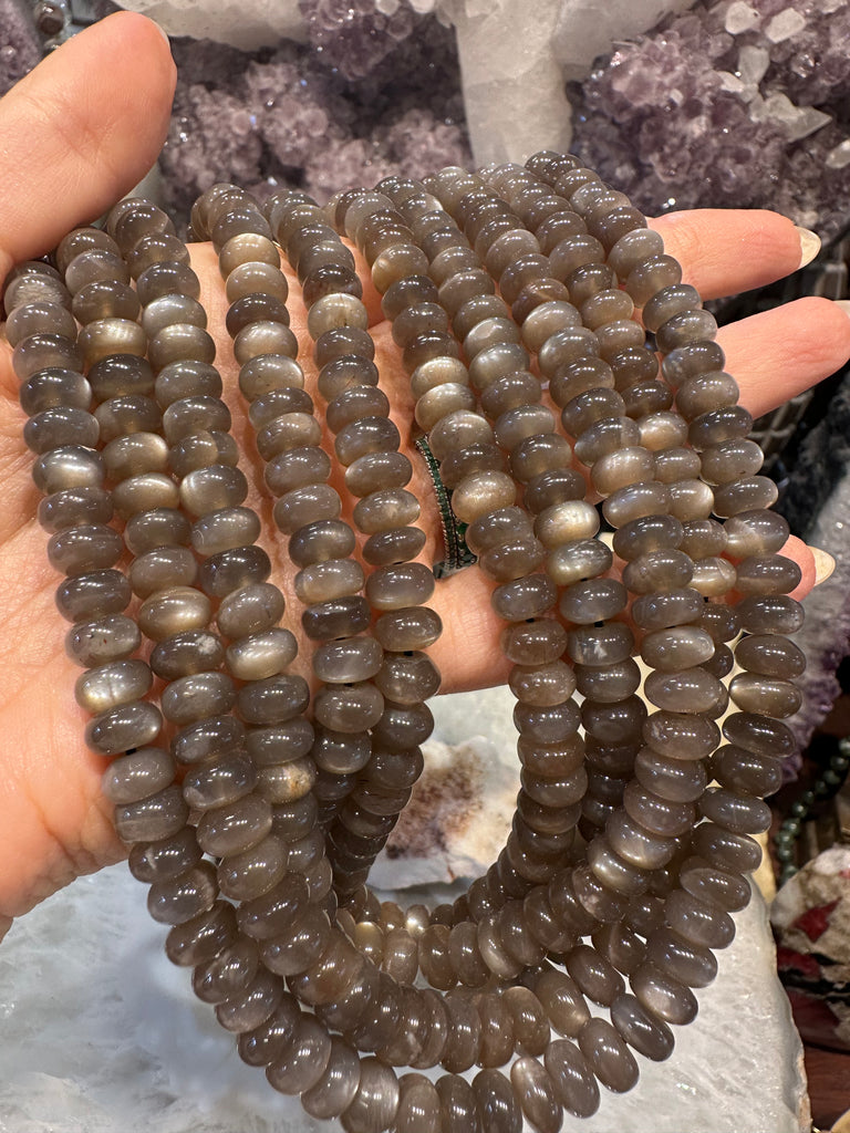 8mm Stunning Chocolate Brown Moonstone Rondelle Gemstone Beads