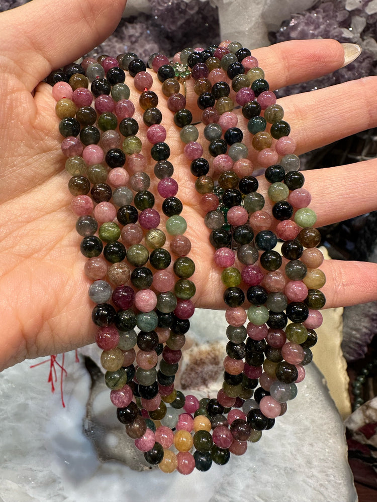 5mm Multicolor Tourmaline Round Gemstone Beads #2