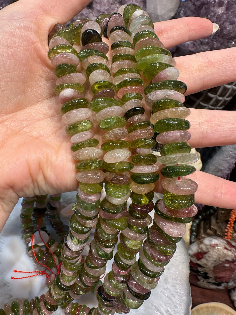 Rare Natural Large Pink Green Nugget Gemstone Stone Beads