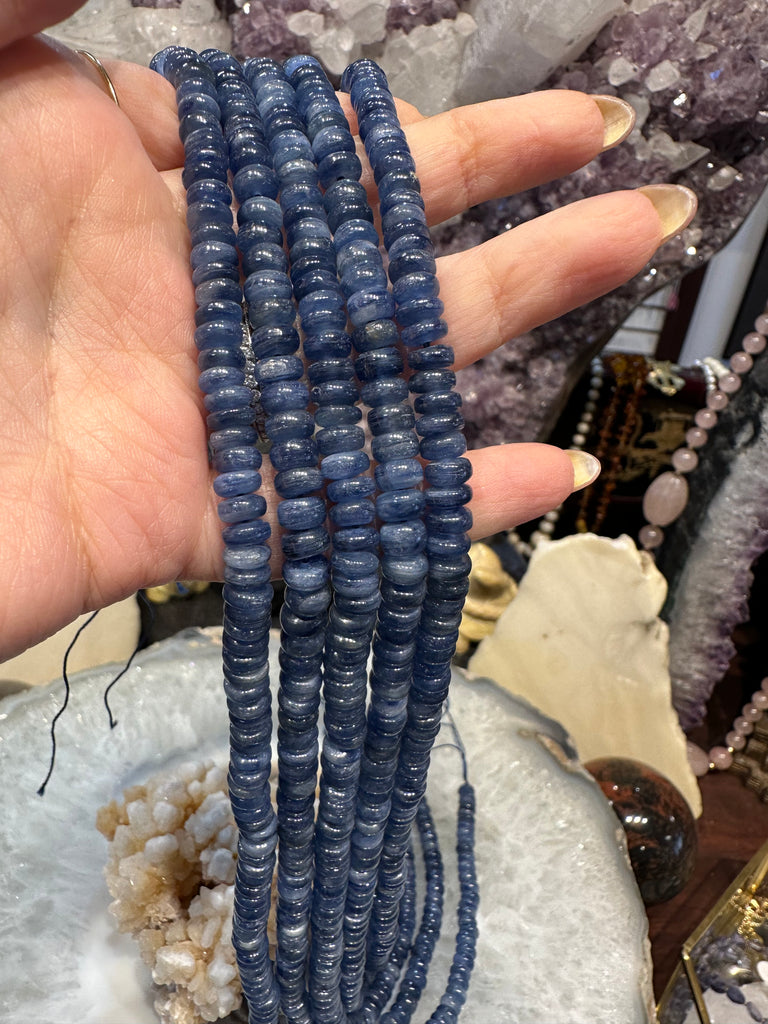 Blue kyanite rondelle 6mm rondelle gemstone