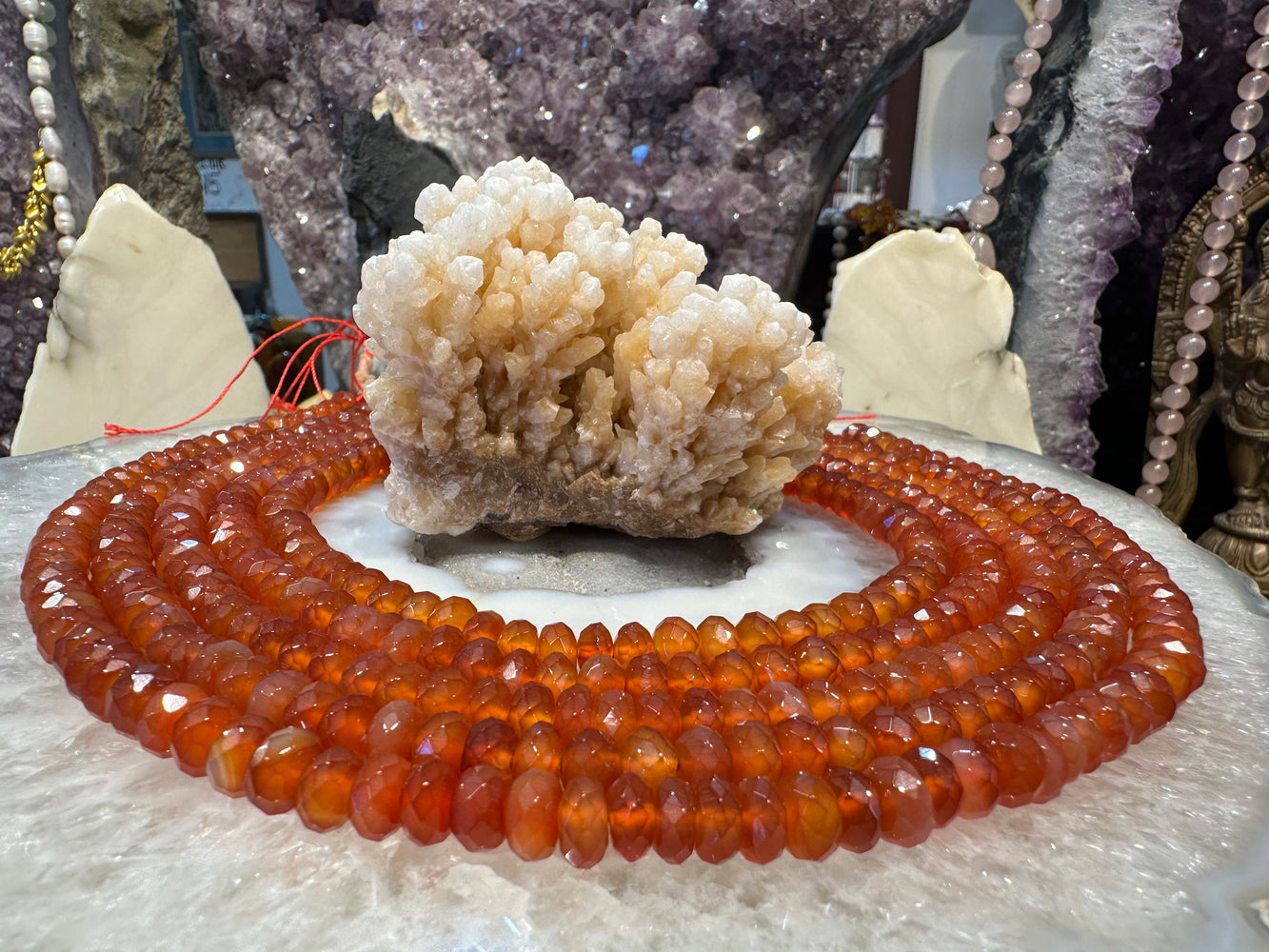 Carnelian faceted rondelle 8mm gemstones