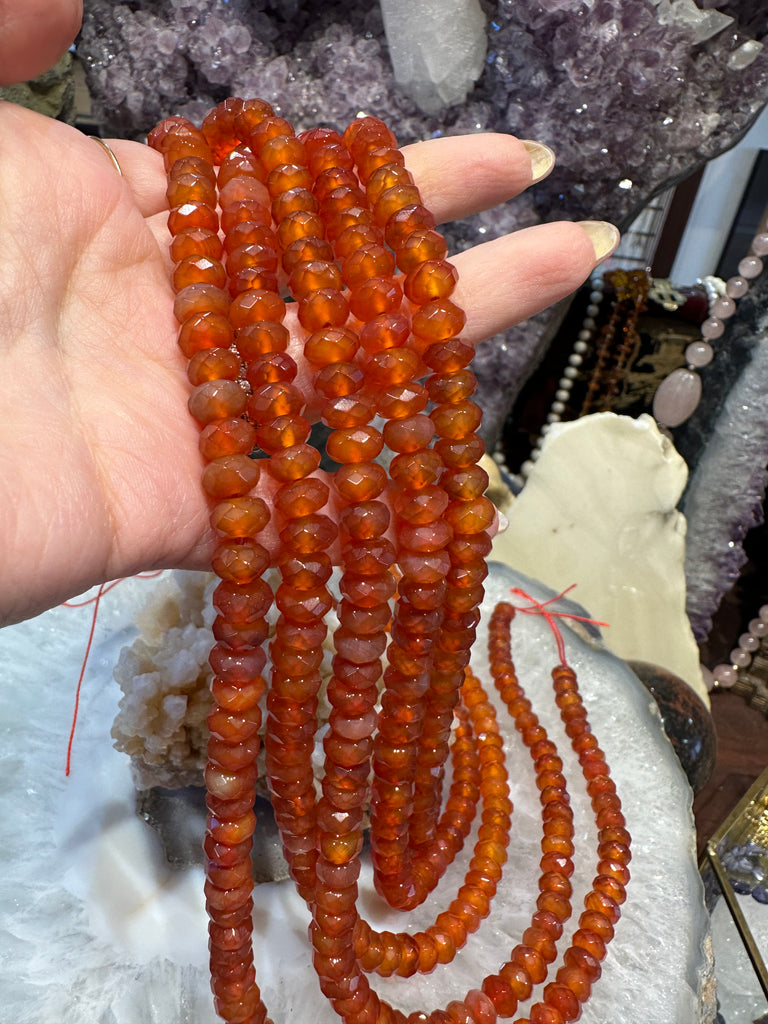 Carnelian faceted rondelle 8mm gemstones