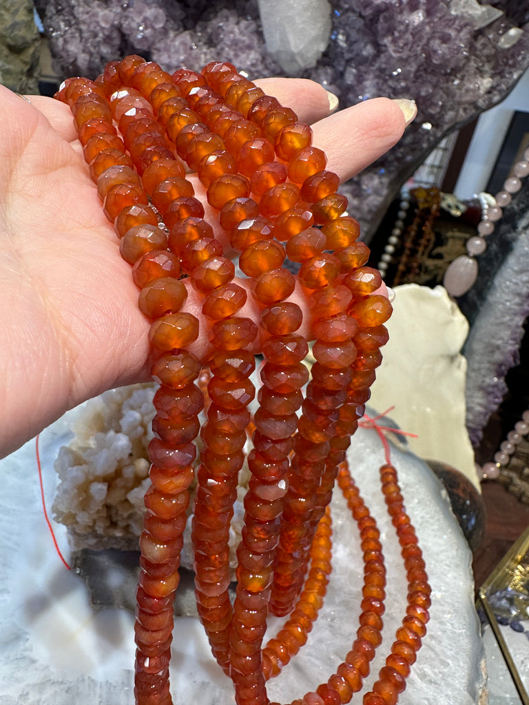 Carnelian faceted rondelle 8mm gemstones