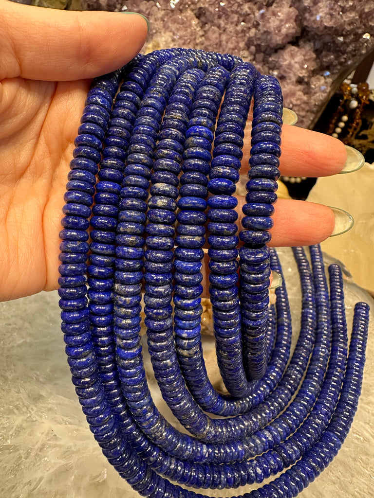 Lapis smooth rondelle 8mm gemstones beads