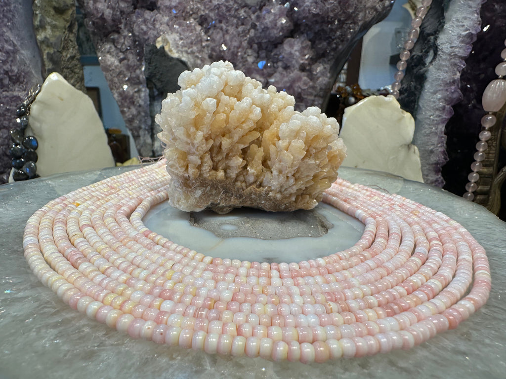 Natural conch 4mm smooth rondelle gemstone beads