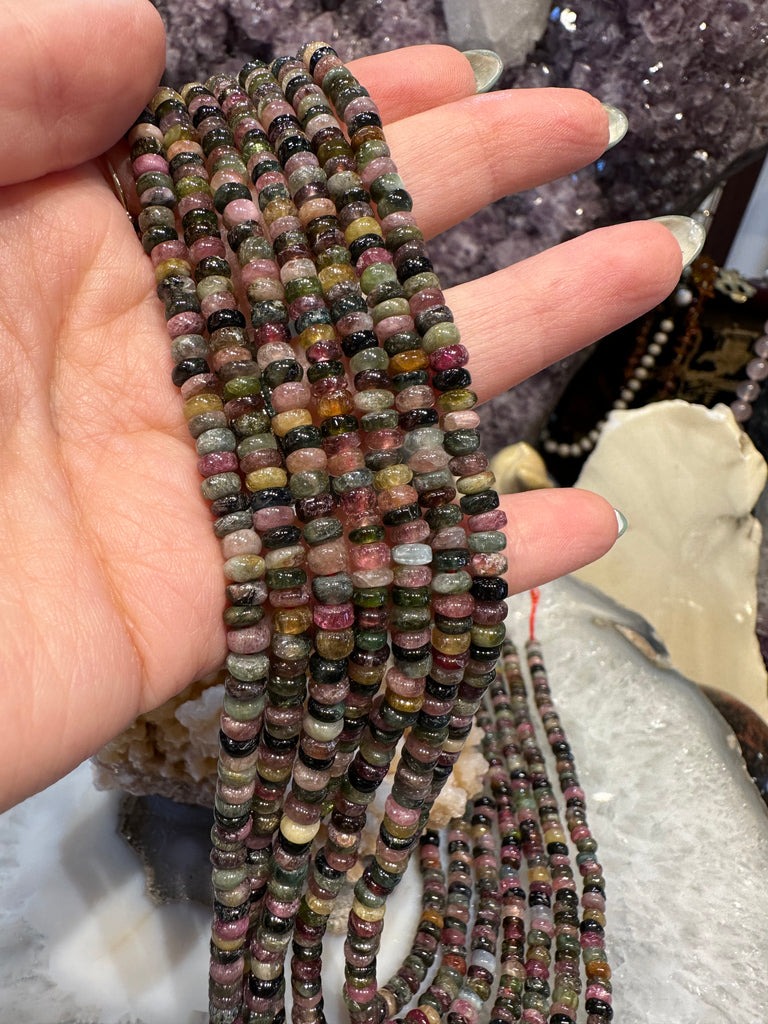 Multicolour tourmaline rondelle 4mm gemstones beads