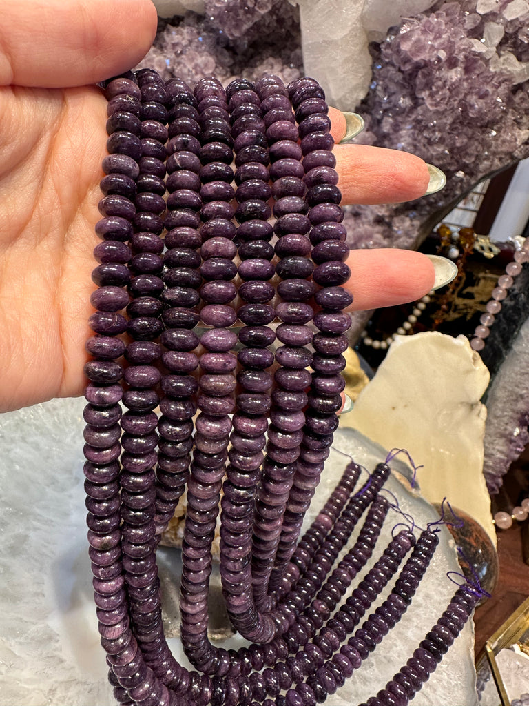 Superb Sugilite smooth rondelle 8mm gemstone beads