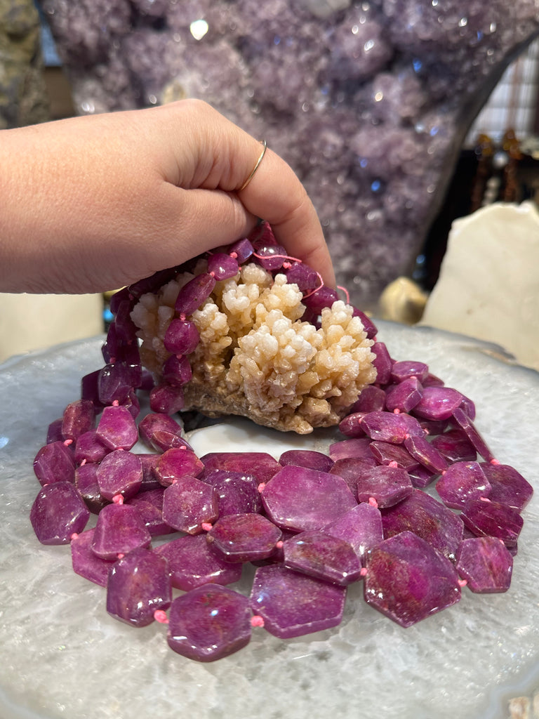 Gorgeous natural ruby hexagon gemstones Beads