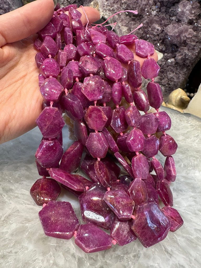 Gorgeous natural ruby hexagon gemstones Beads