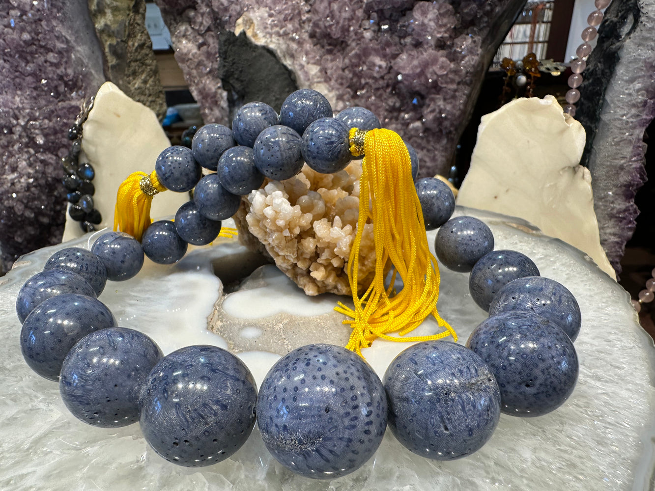 Superb Natural Blue coral statement 16-28mm gemstone beads