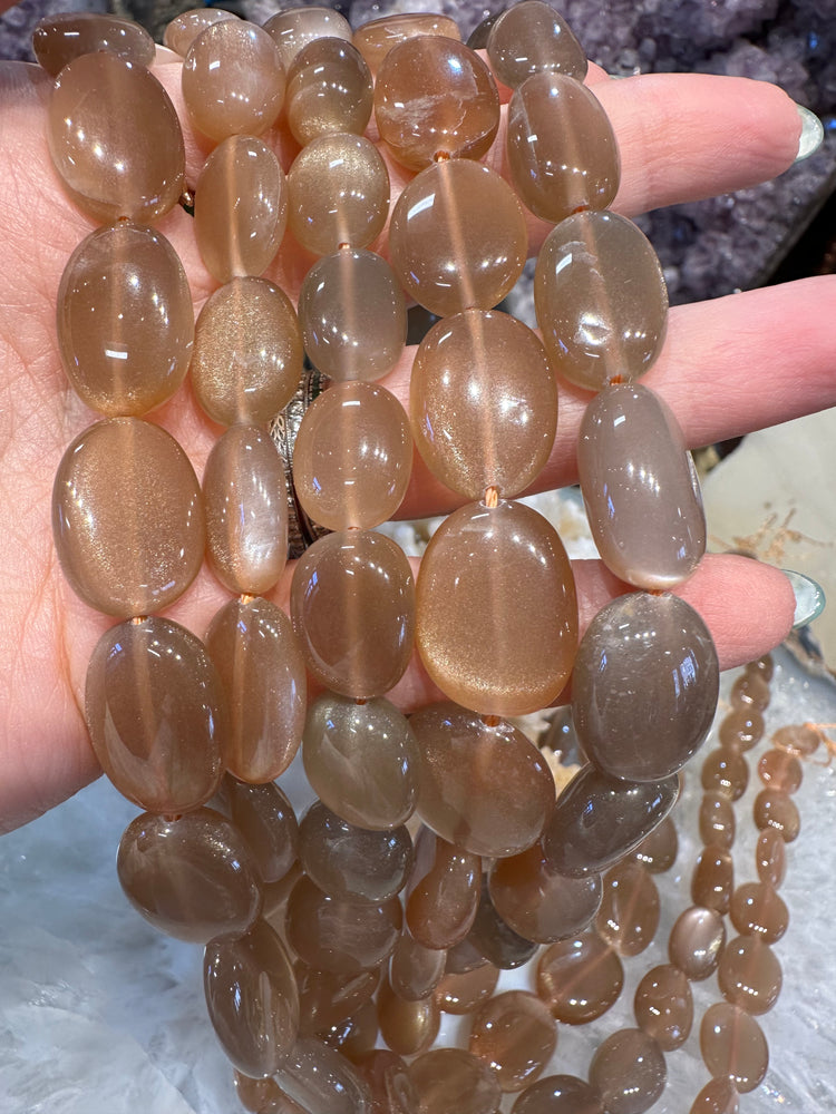 Golden mica moonstone 12-18mm gemstone beads