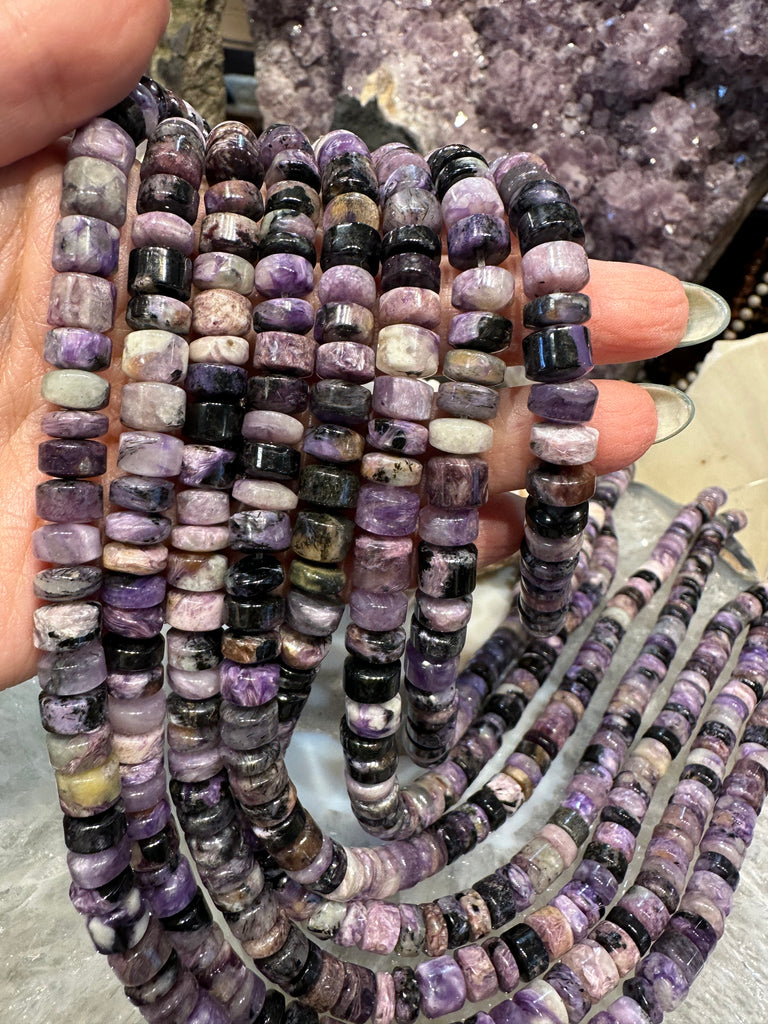 Charoite cylinder 8mm gemstones beads