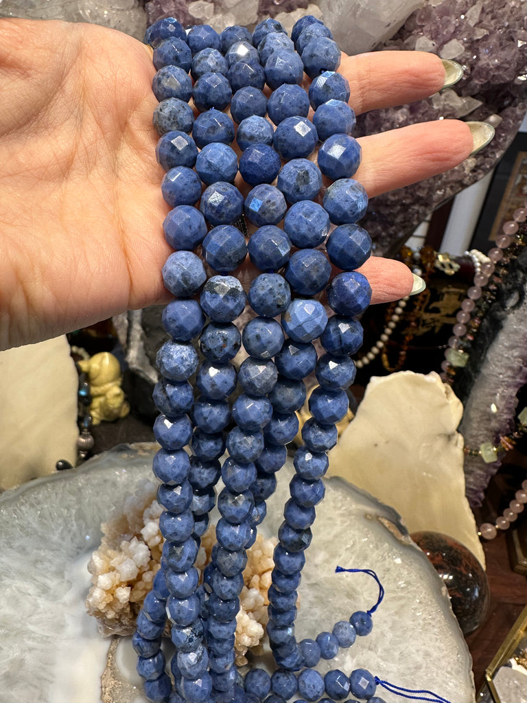 Blue Dumortierite faceted 10mm gemstone beads