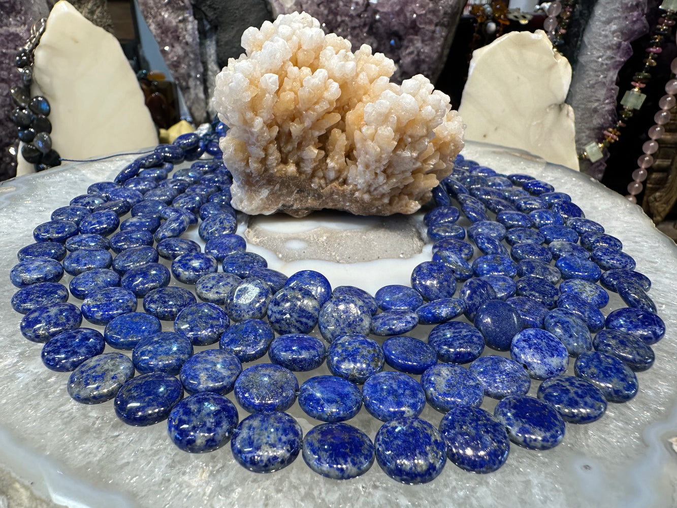 Lapis lazuli 12mm coin gemstone beads