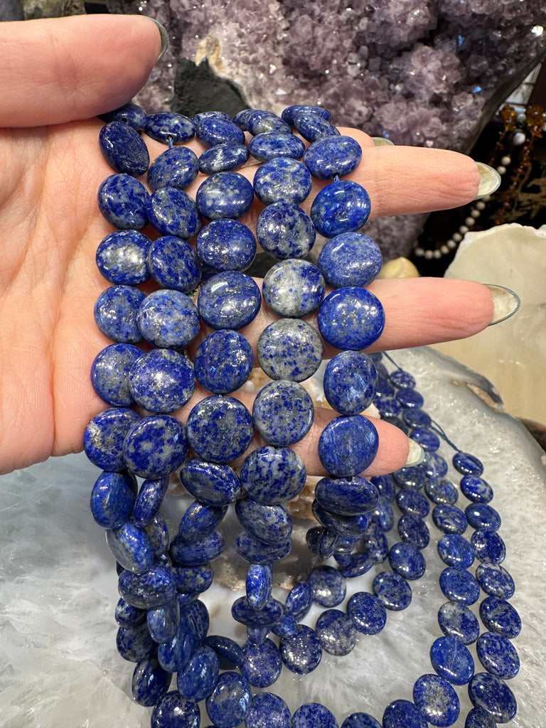 Lapis lazuli 12mm coin gemstone beads