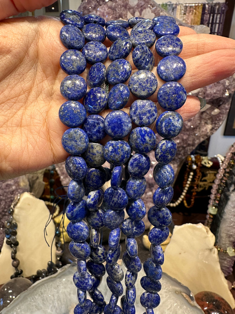 Lapis lazuli 12mm coin gemstone beads