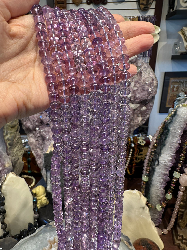 Lavender amethyst 8mm smooth rondelle gemstone beads