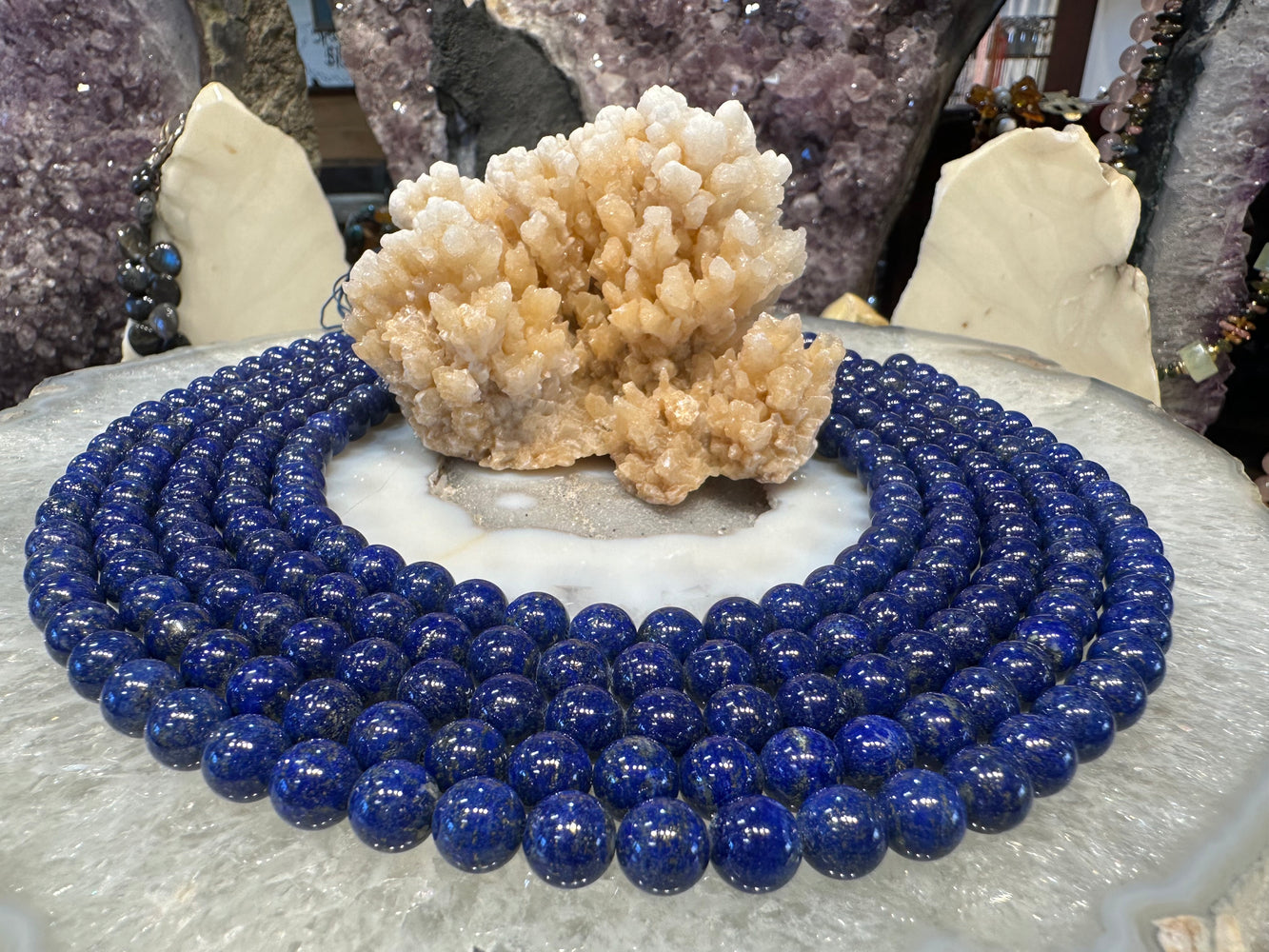 Lapis 8mm deep blue gemstone beads