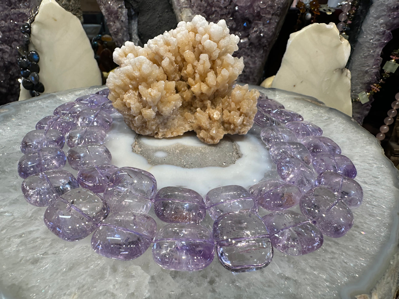 Gorgeous Lavender amethyst 19mm square gemstone beads