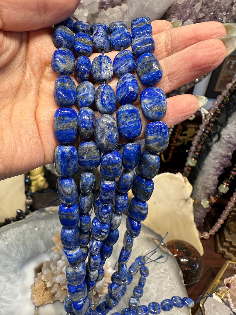 Blue Lapis Lazuli tumble 13mm gemstone beads