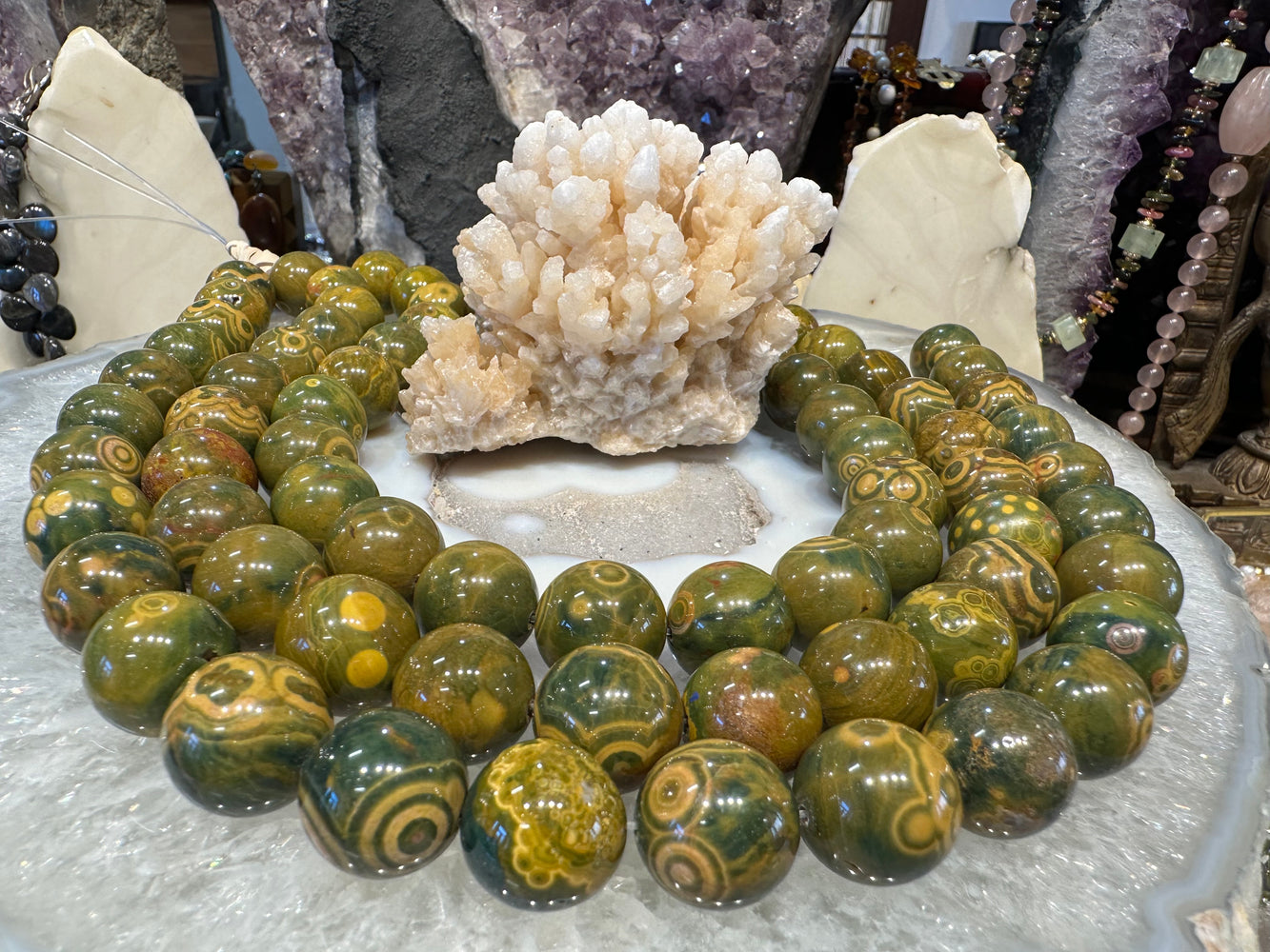 Stunning Green Yellow Ocean jasper 16mm gemstones beads