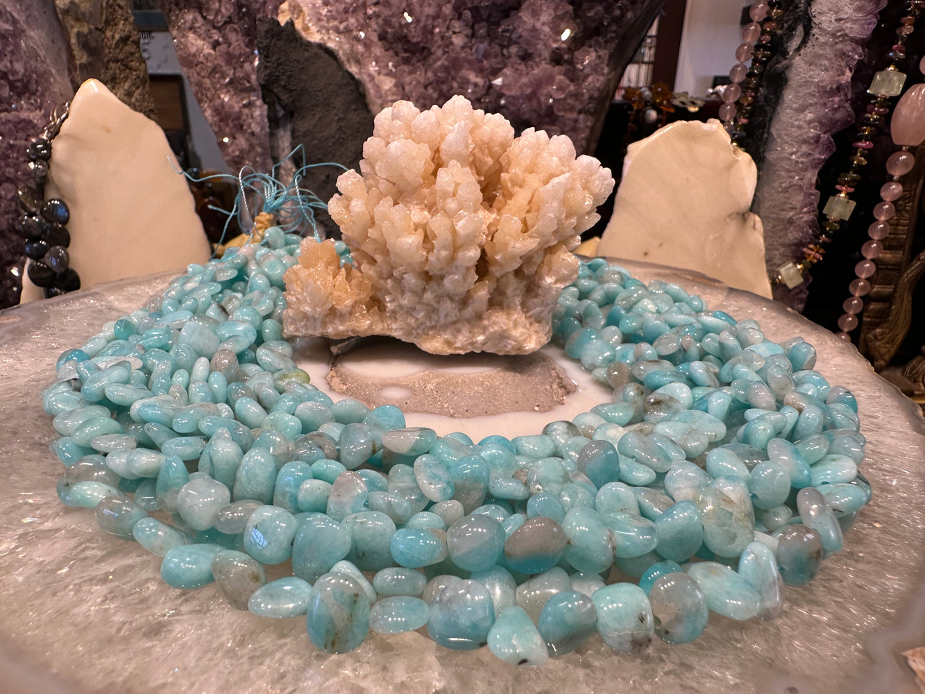 Amazonite Peruvian 8-9mm tumble gemstone beads