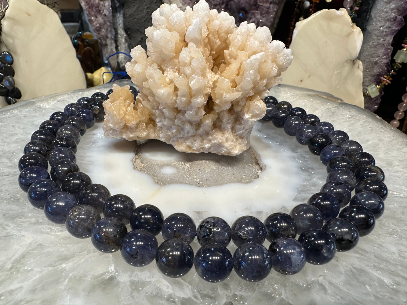 Superb iolite 10mm gemstones beads