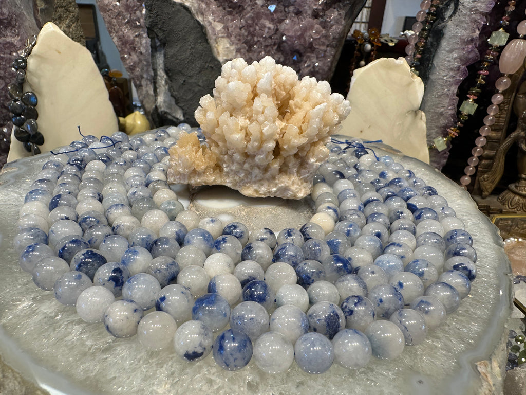 Blue Dumortierite in quartz 11mm gemstone Beads