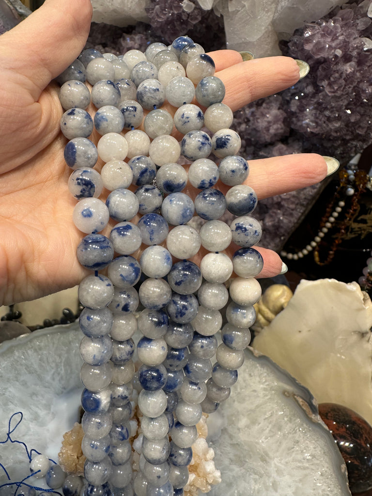 Blue Dumortierite in quartz 11mm gemstone Beads