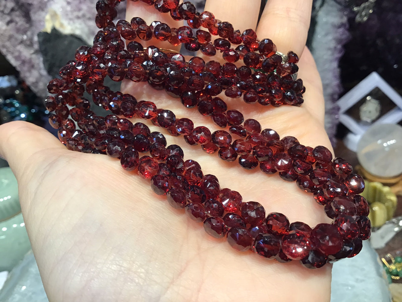 Faceted Red Garnet Onion Teardrop Gemstone Beads